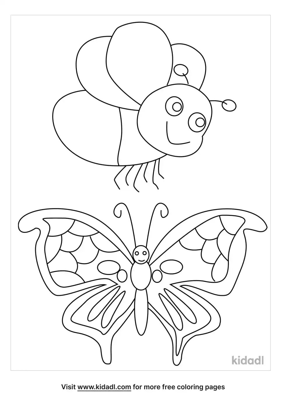Bugs And Butterflies Coloring Page