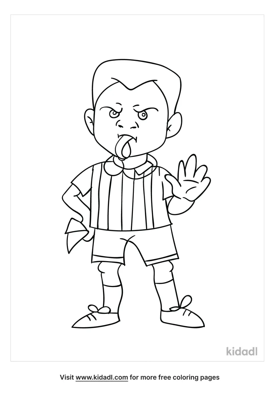 Referee Blowing Whistle Coloring Page