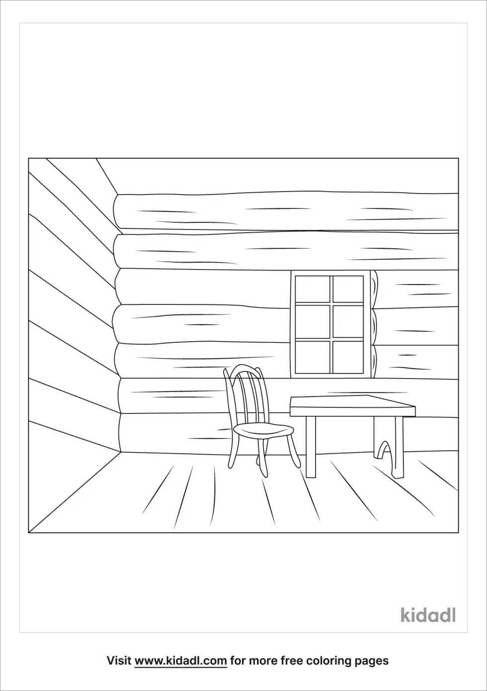 Log Cabin Interior Walls Coloring Page