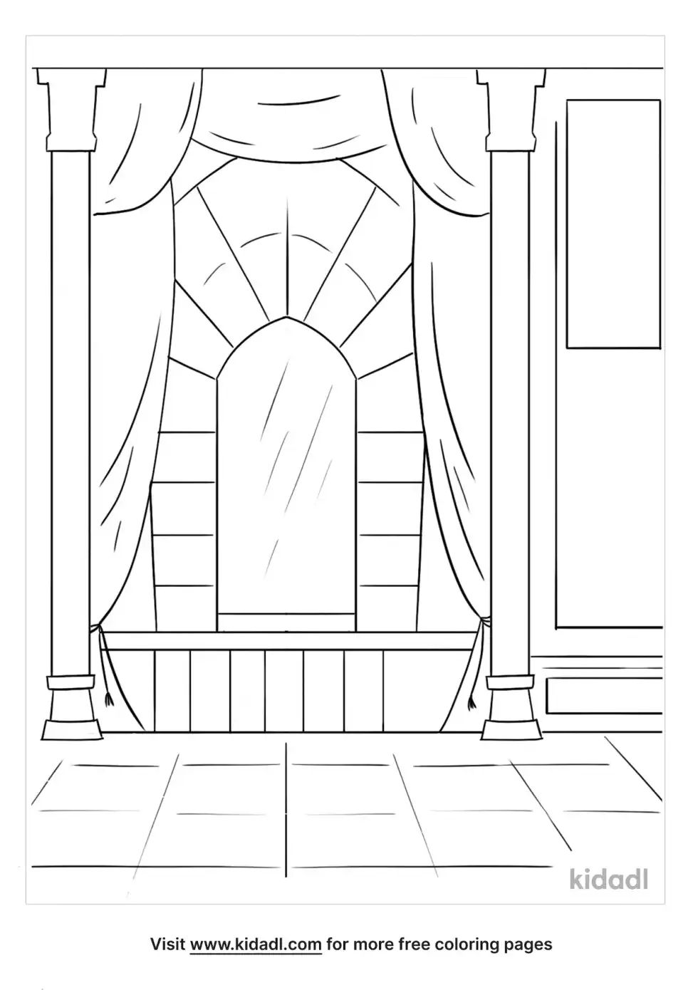 Castle Window With Curtains Coloring Page