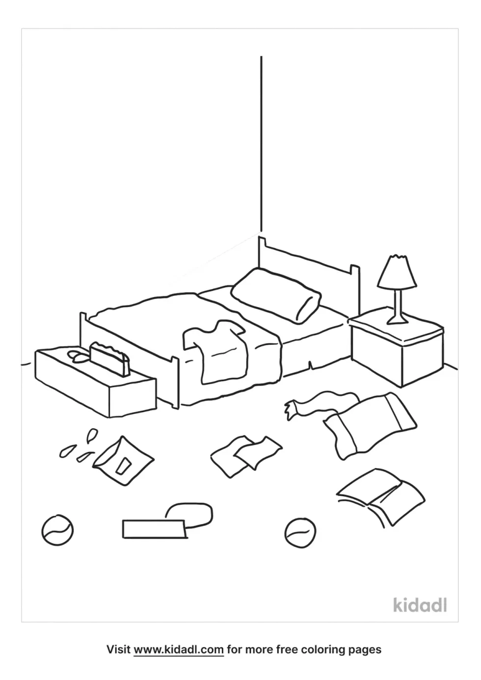 Messy Room Coloring Page