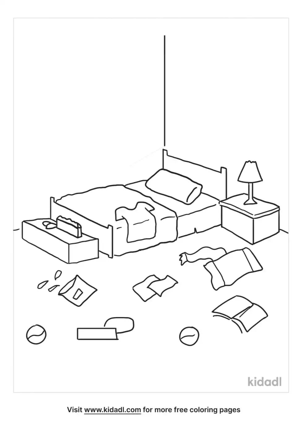Messy Room Coloring Page