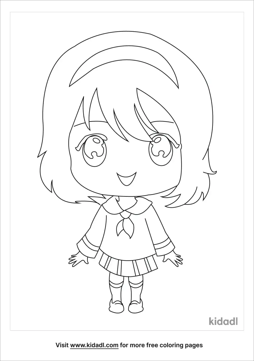 Chibi Girl Nerd Coloring Page