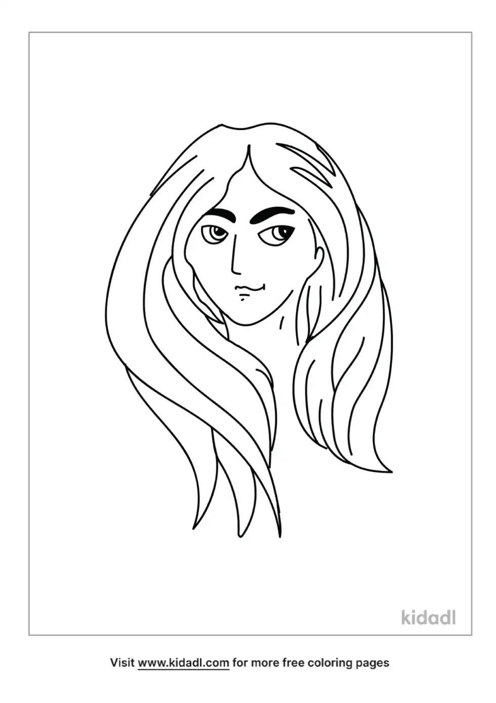 Beautiful Girl With Long Hair Coloring Page
