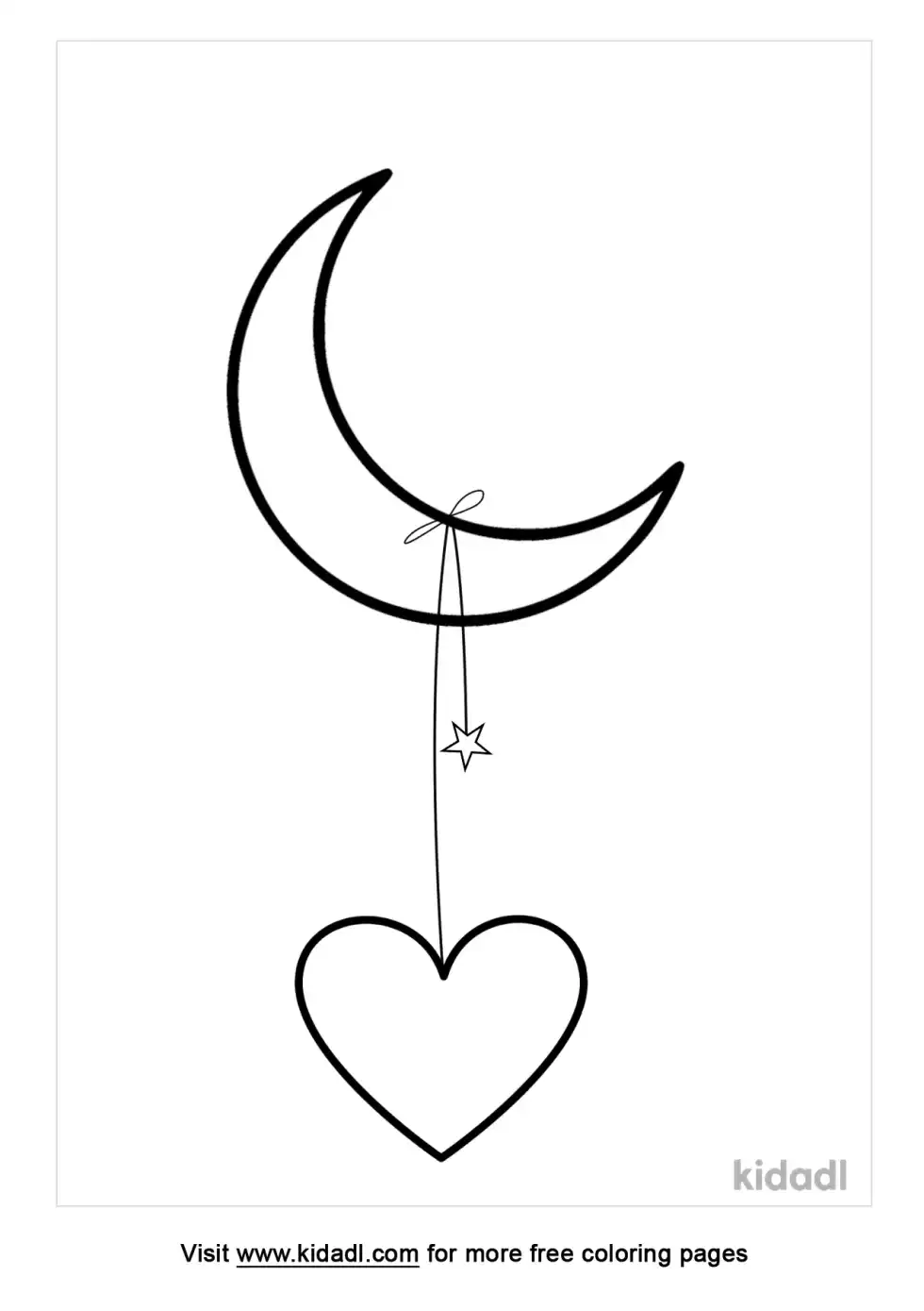 Moon With Heart Coloring Page