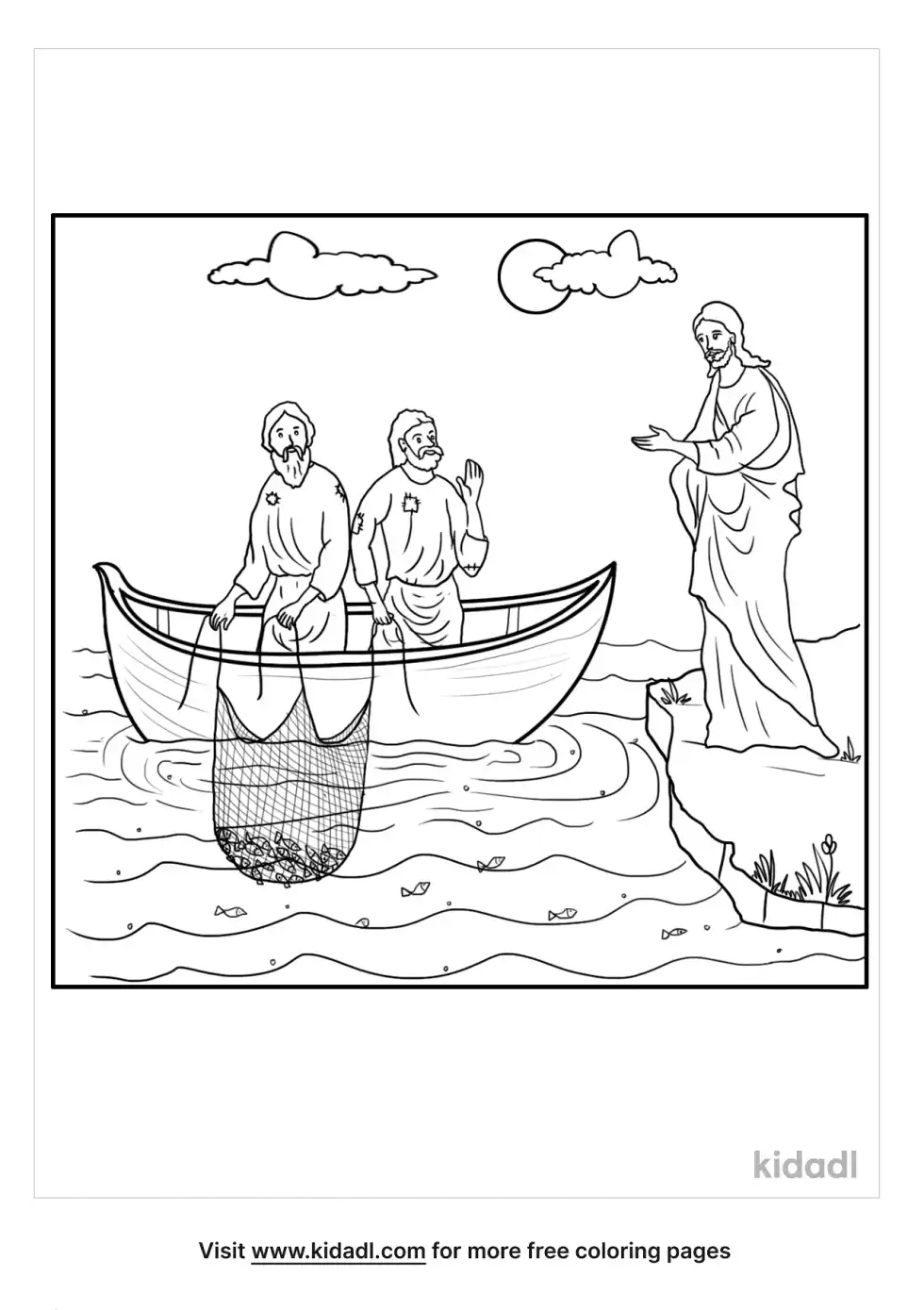 2 Disciples In Boat Coloring Page