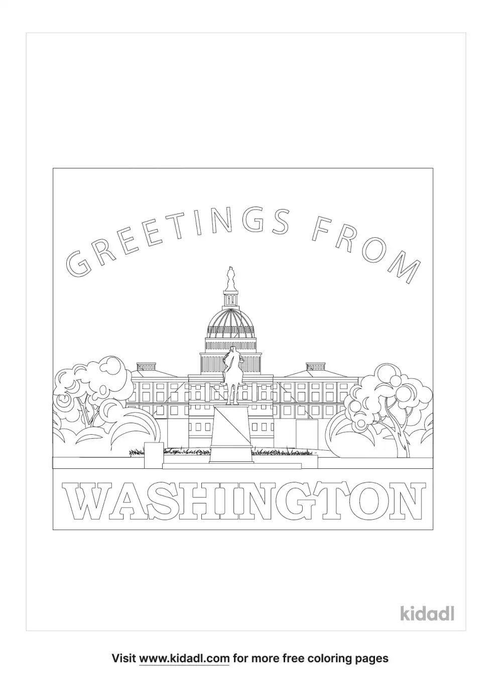 Greetings From Washington Coloring Page