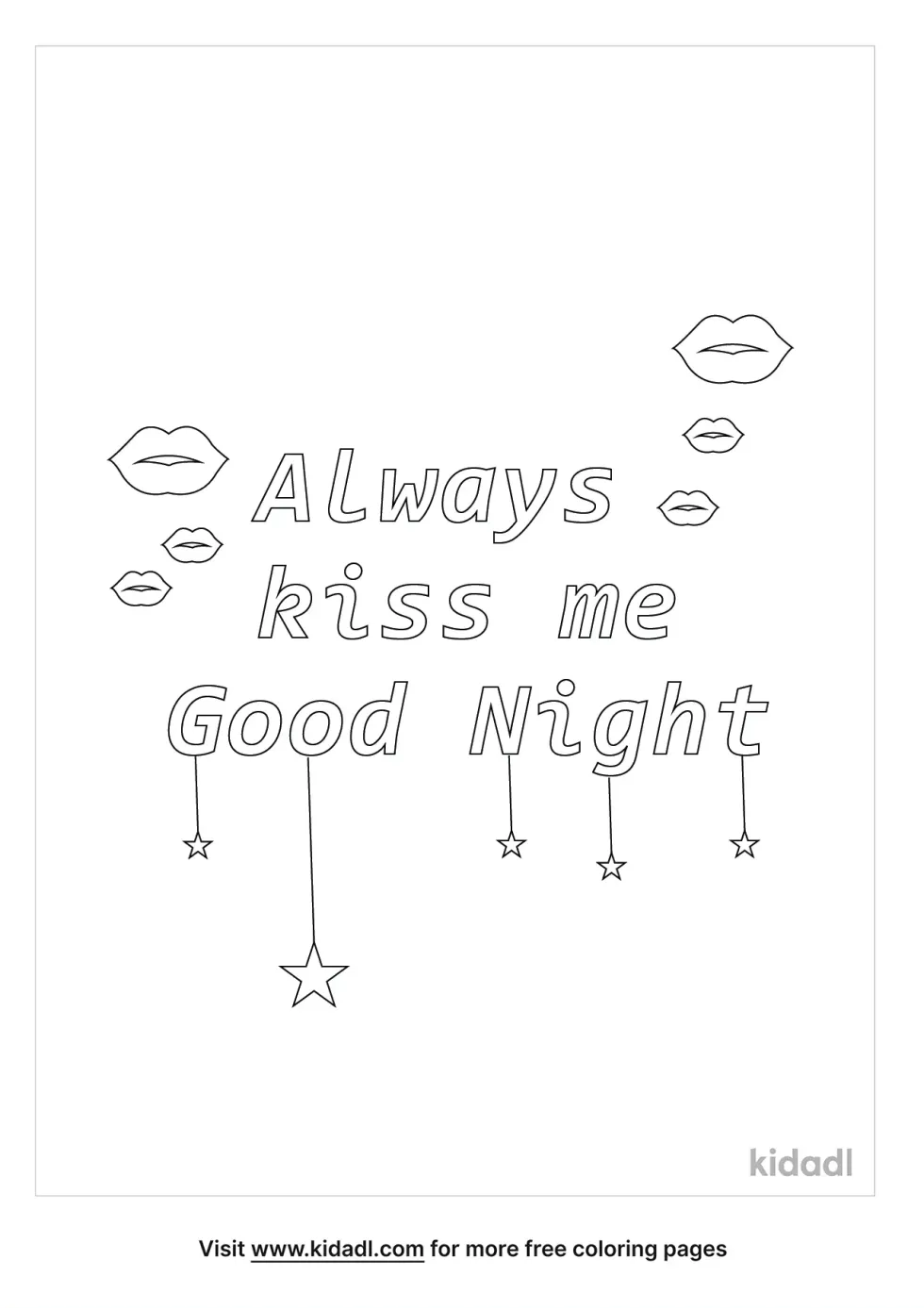 Always Kiss Me Goodnight Coloring Page