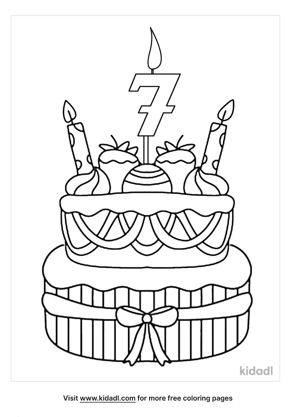 7th Birthday Cake Coloring Page