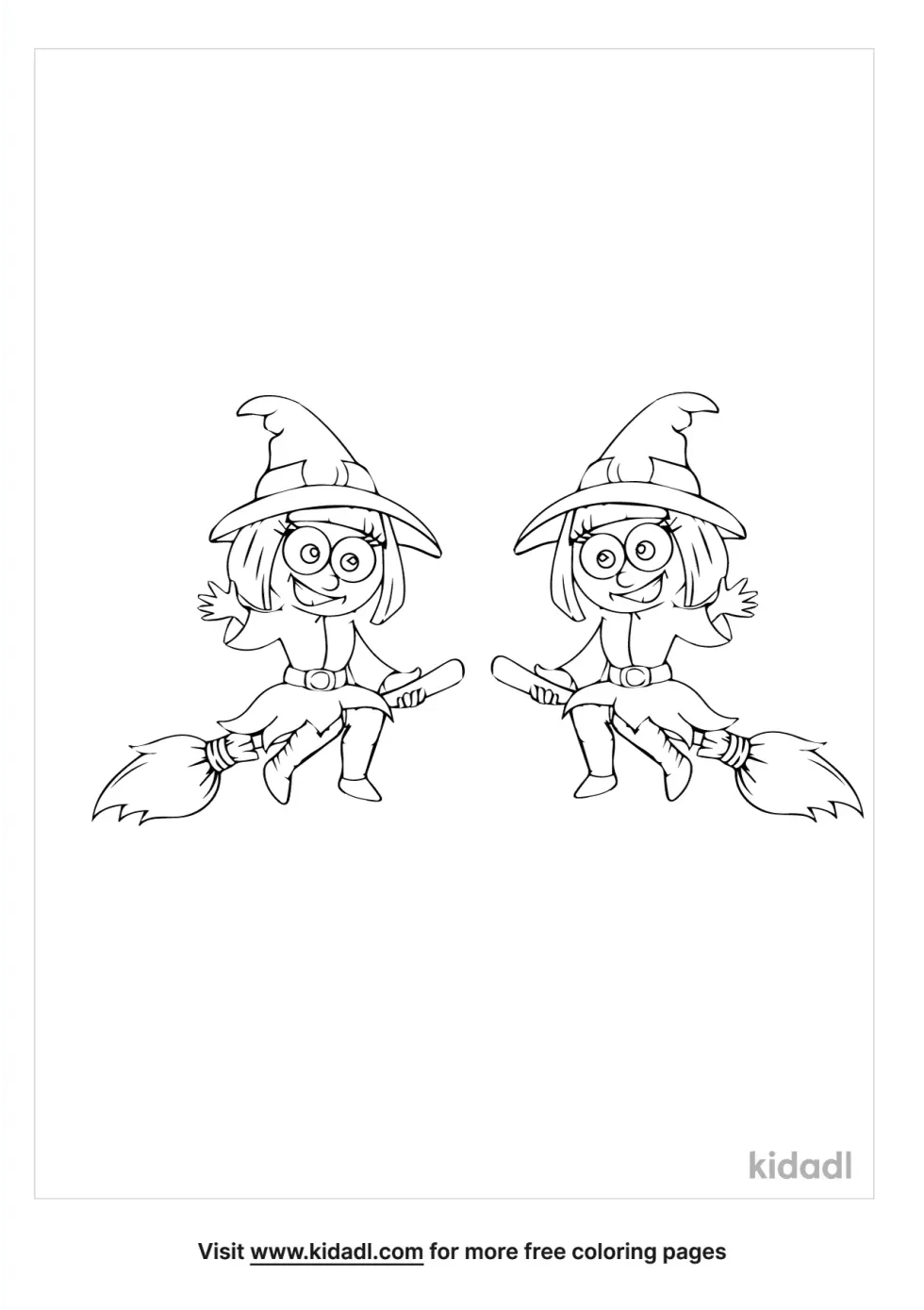 Cute Witches Coloring Page