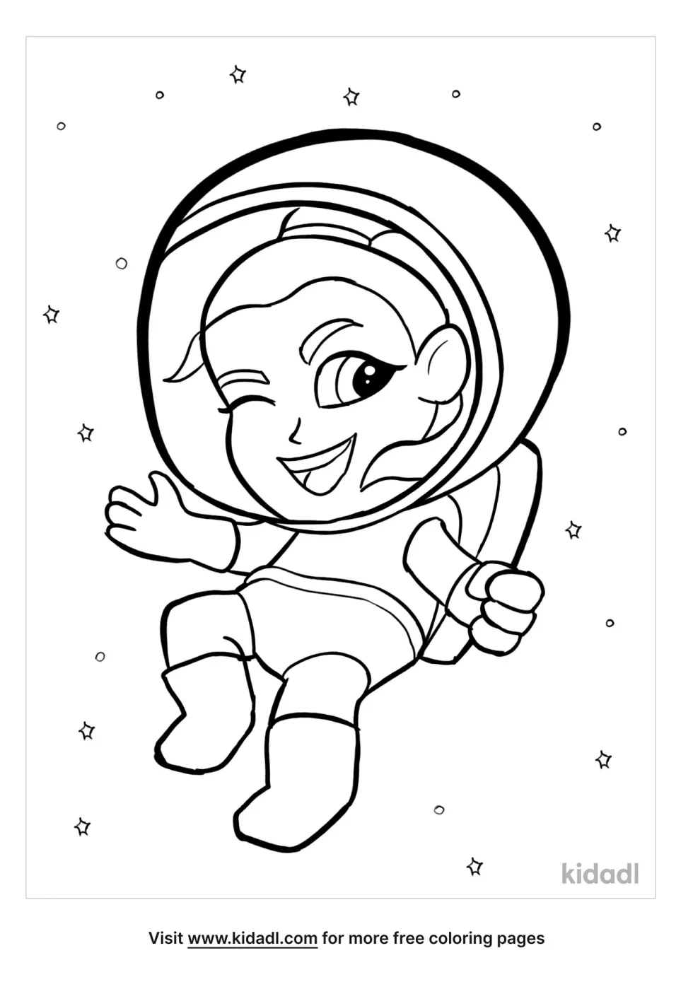 Girl In Space Coloring Page
