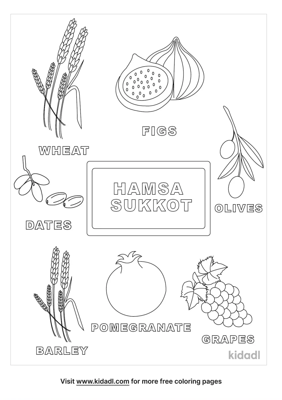 Hamsa Sukkot Coloring Page