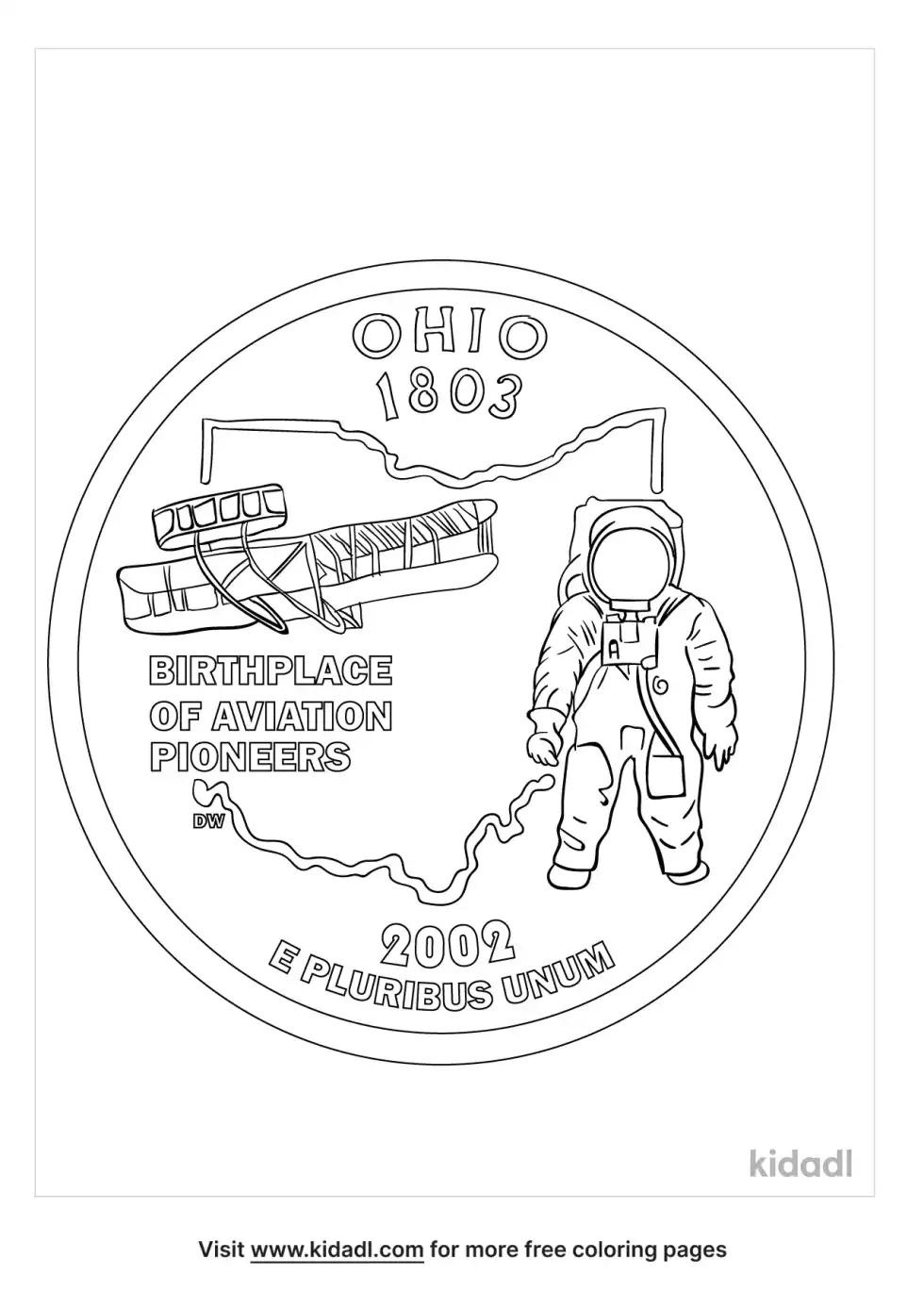 Ohio State Quarter Coloring Page