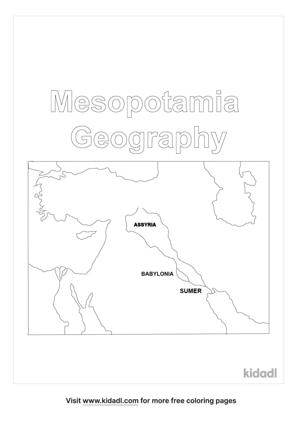 Mesopotamia Geography Coloring Page