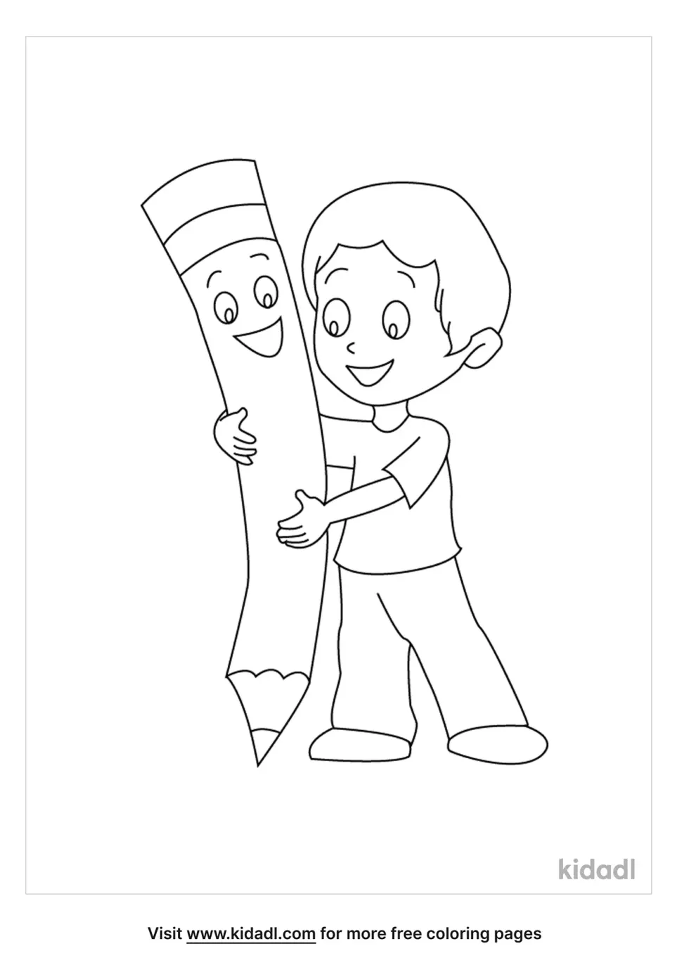 Boy And Pencil Coloring Page