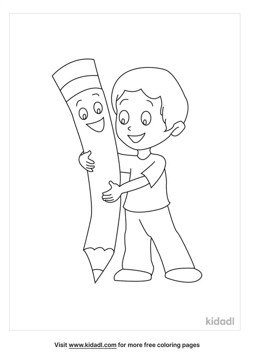 Boy And Pencil Coloring Page