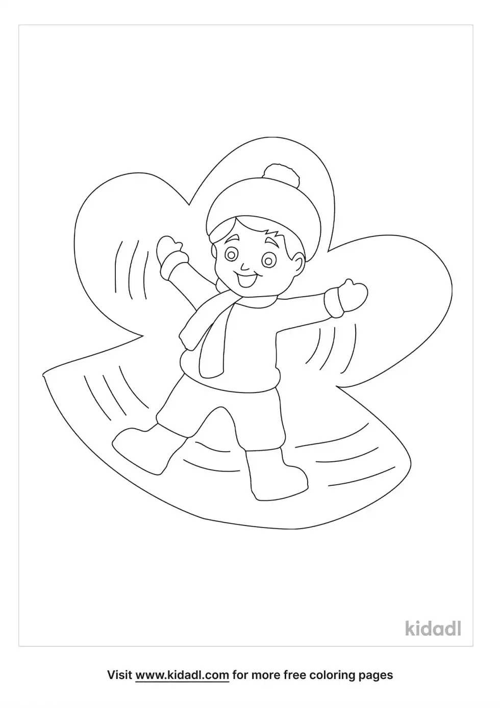 Angel On The Snow Coloring Page