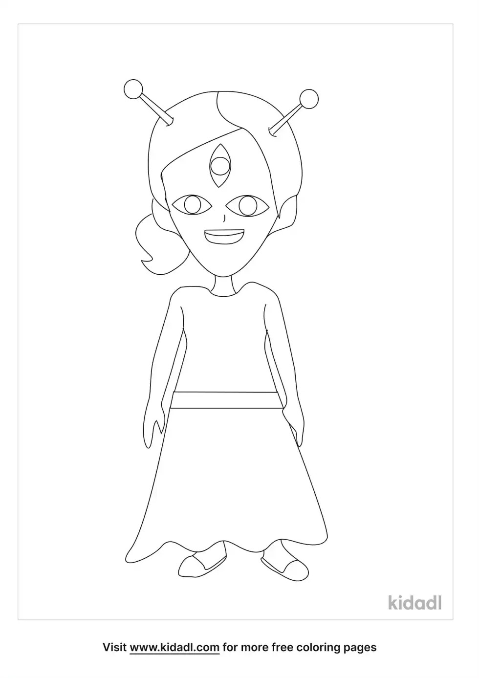 Girl Alien Coloring Page