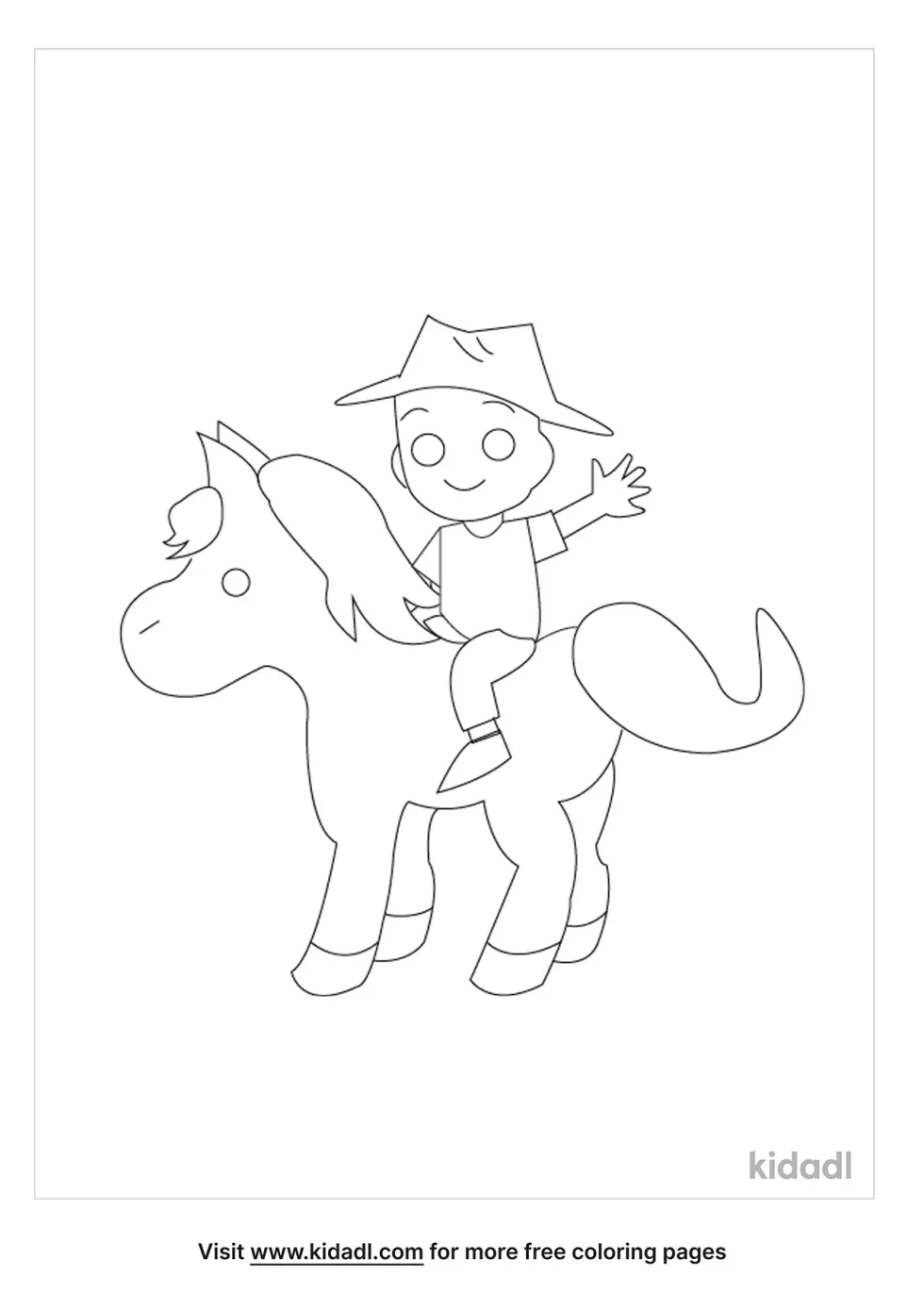 Kid On Horse Coloring Page