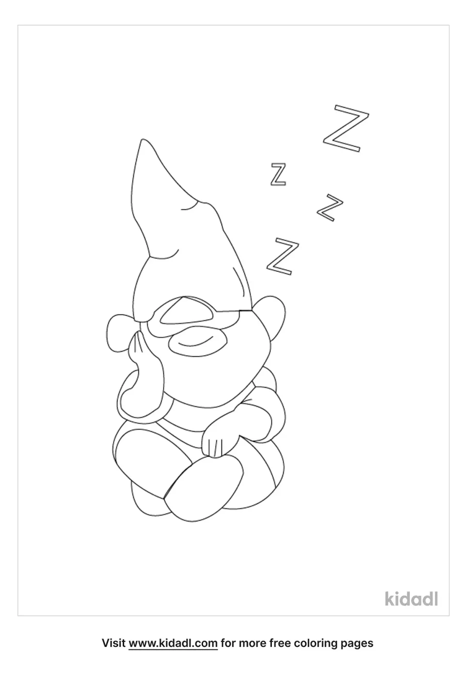 Napping Gnome Coloring Page