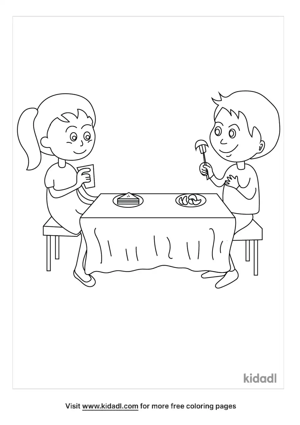 People At Dinner Coloring Page