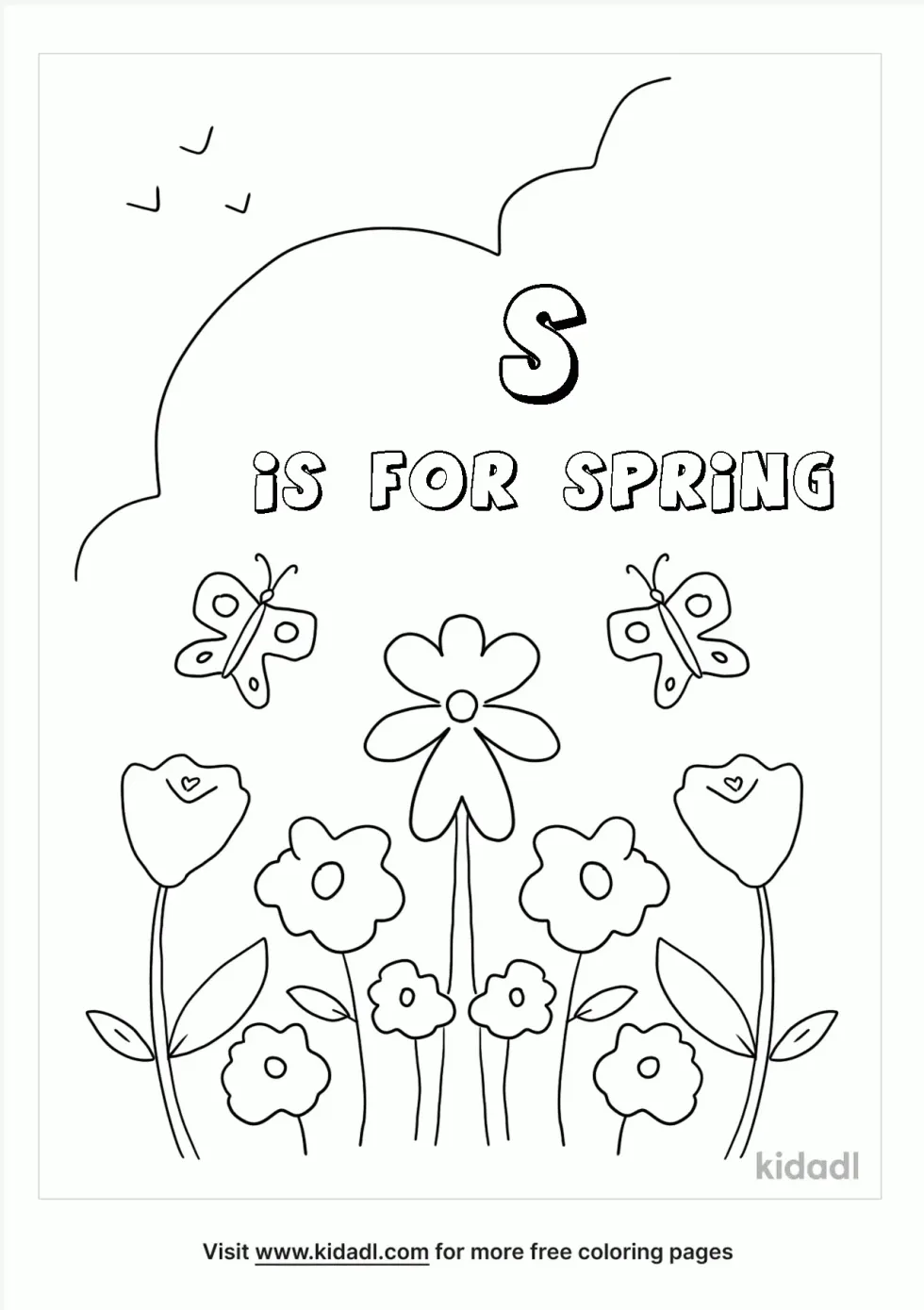 S Is For Spring Coloring Page