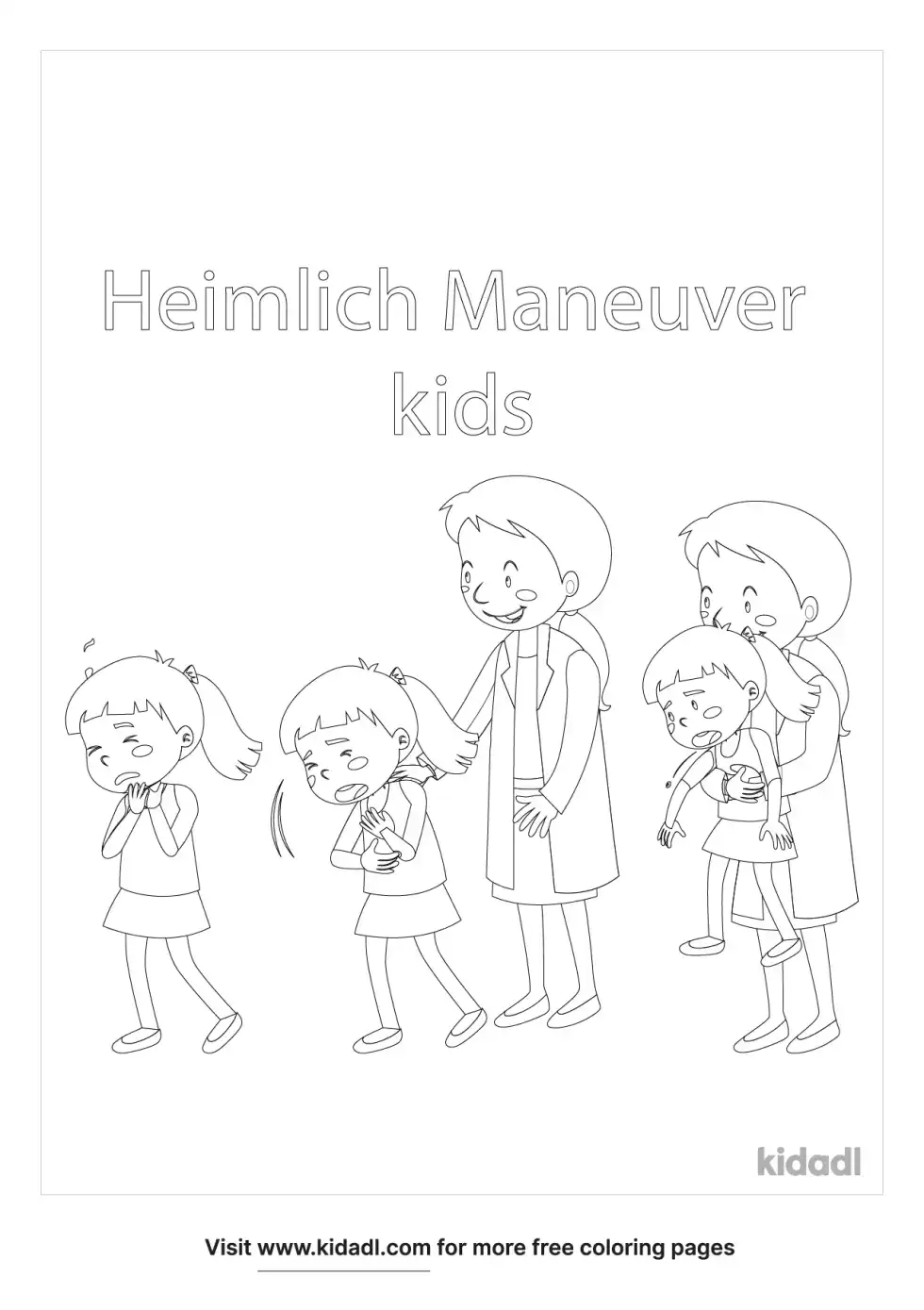 Heimlich Maneuver Kids Coloring Page