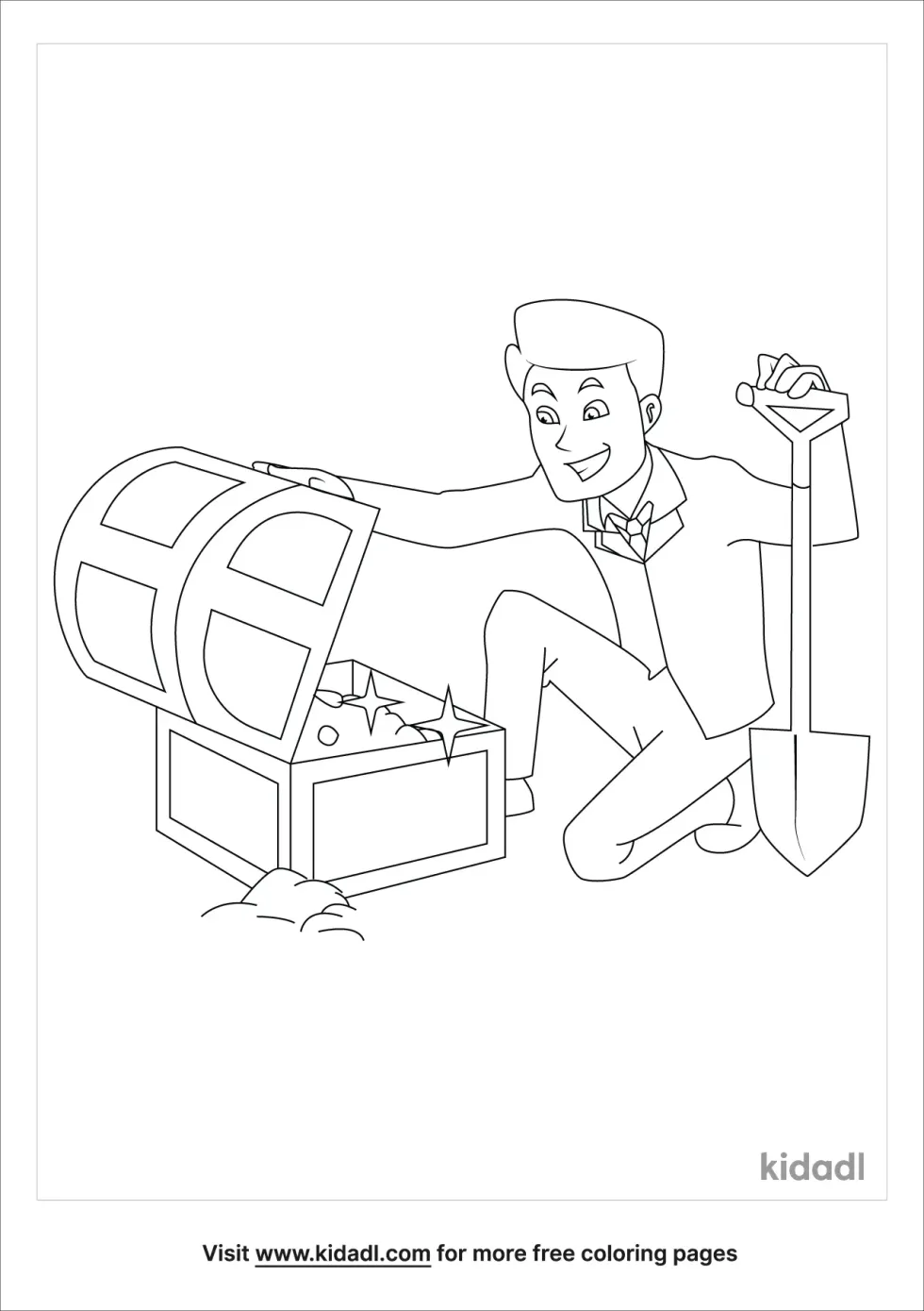 Digging For Treasure Coloring Page