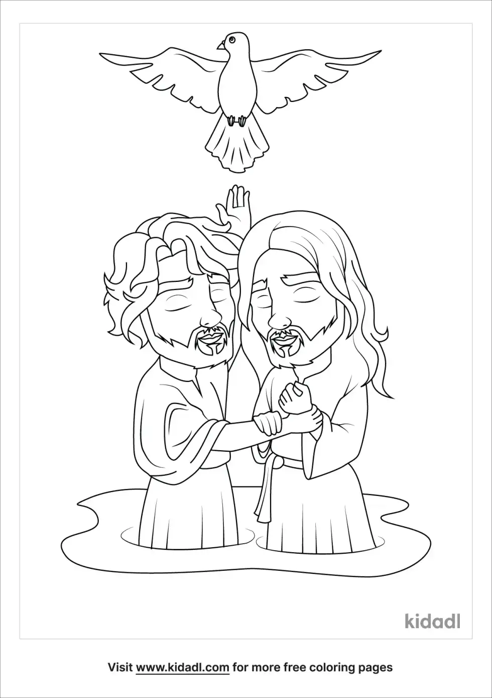 Doves Descending On Jesus Coloring Page