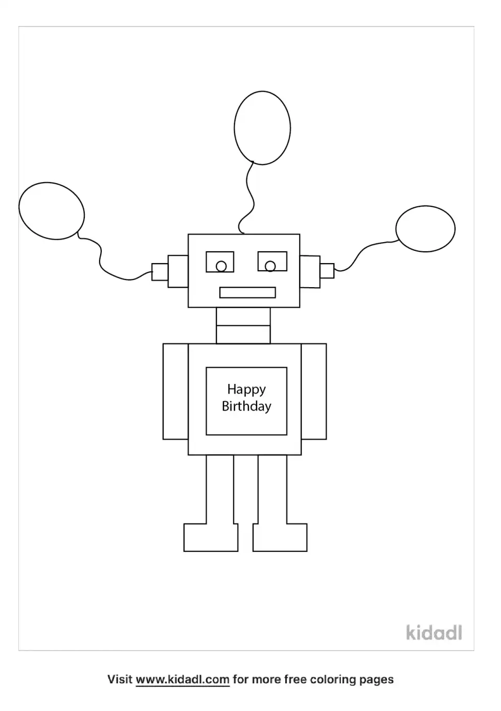 Birthday Robot Coloring Page