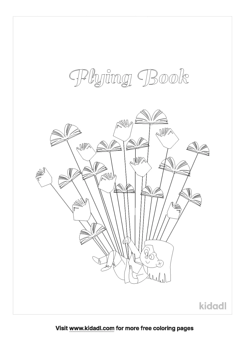 Flying Books Coloring Page