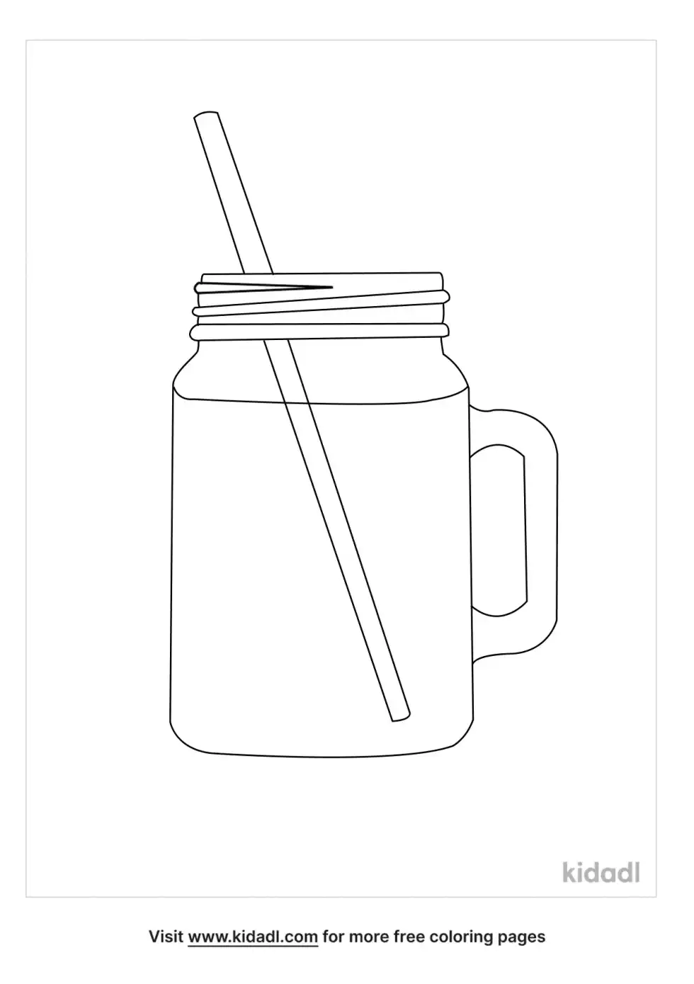 Mason Jar With Straw Coloring Page