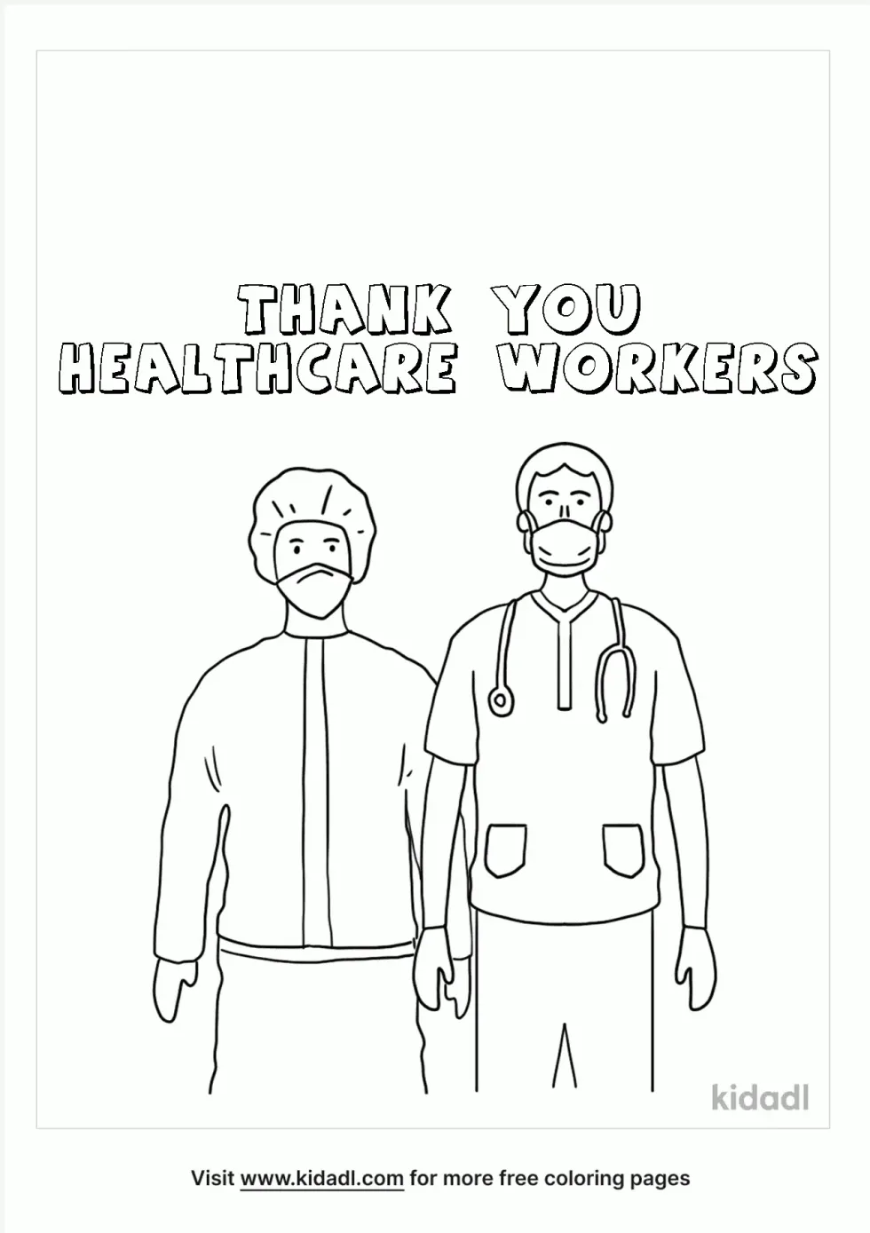 Thank You Healthcare Workers Coloring Page