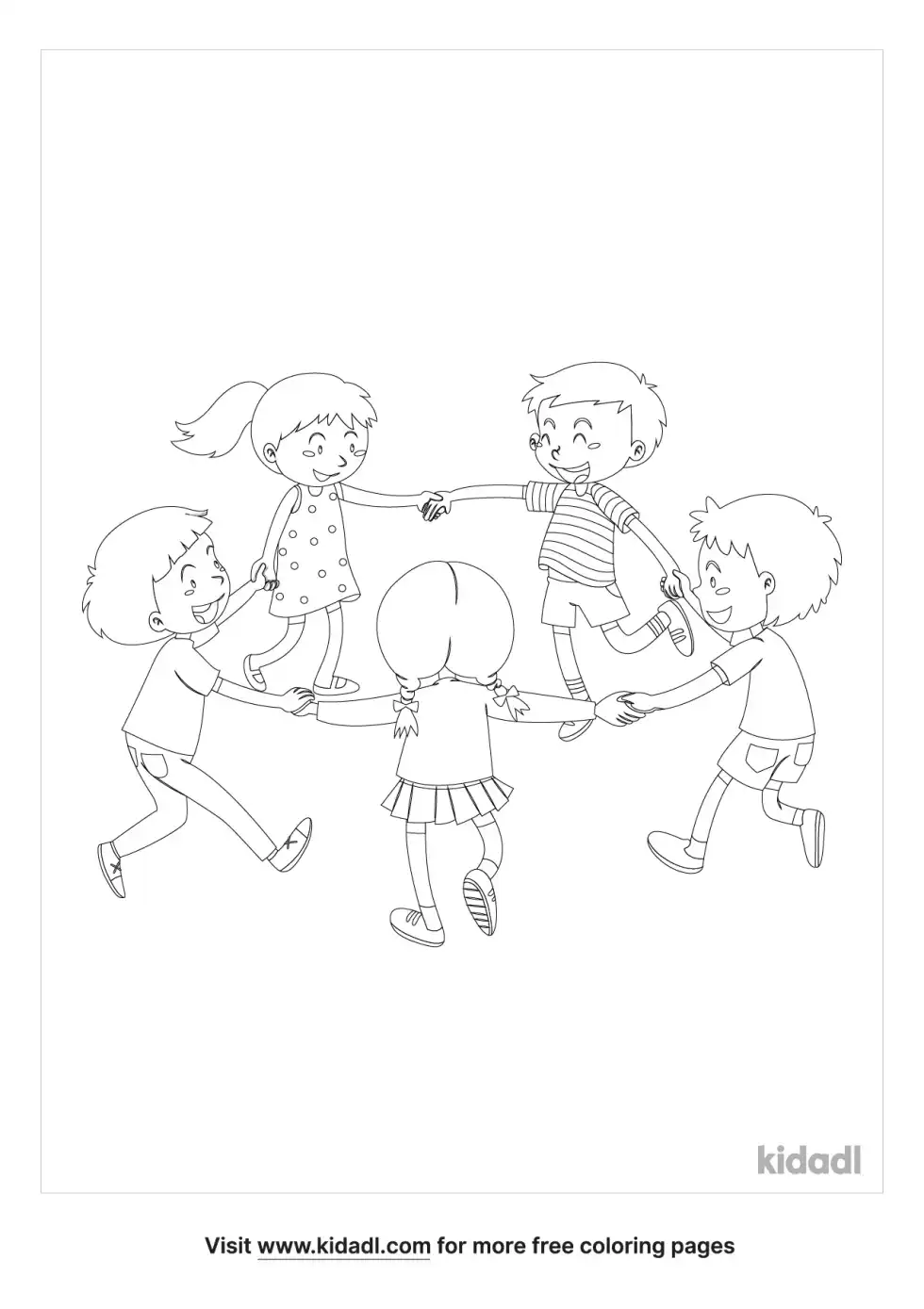 Kids Playing Coloring Page