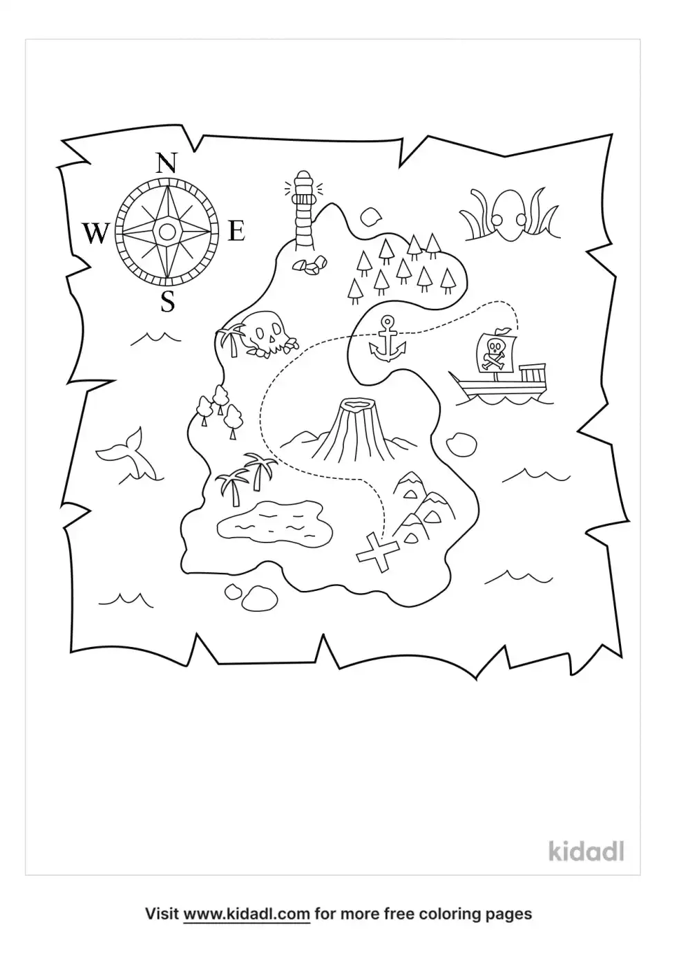 Map With An X Coloring Page