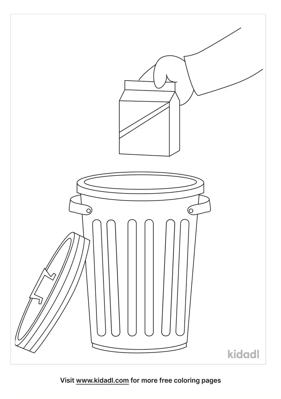 Emptying Trashcans Coloring Page