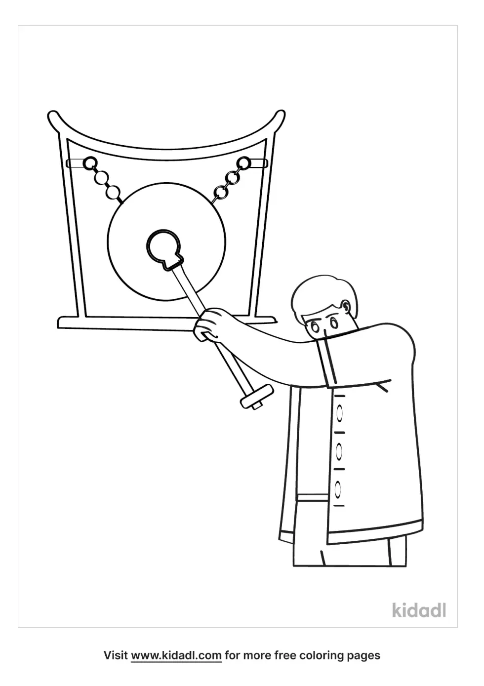 Gong Ringing Coloring Page