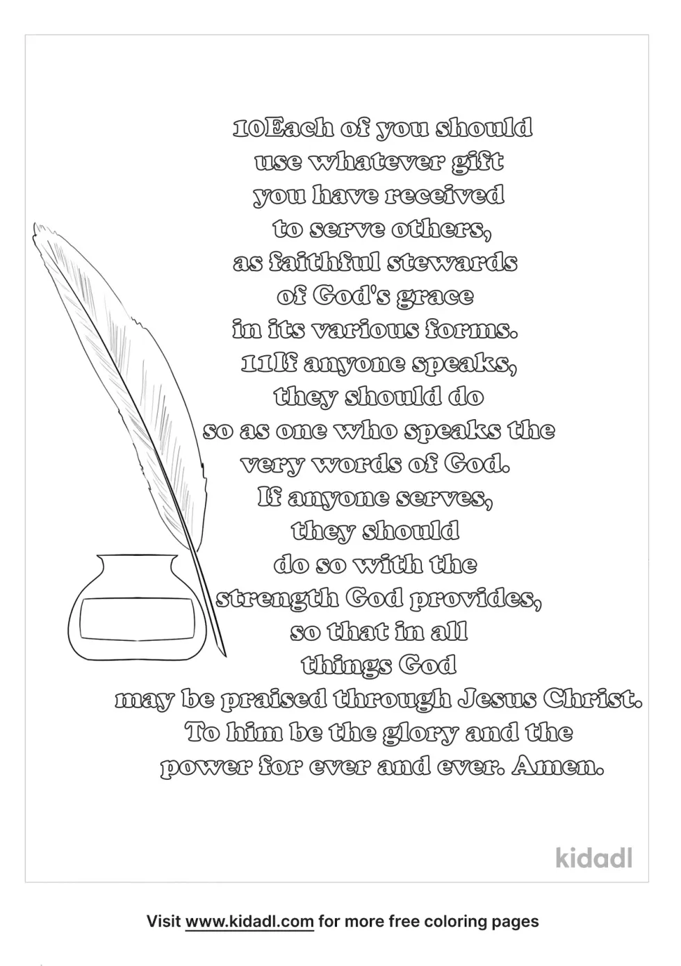 1 Peter 4:10-11 Coloring Page Coloring Page
