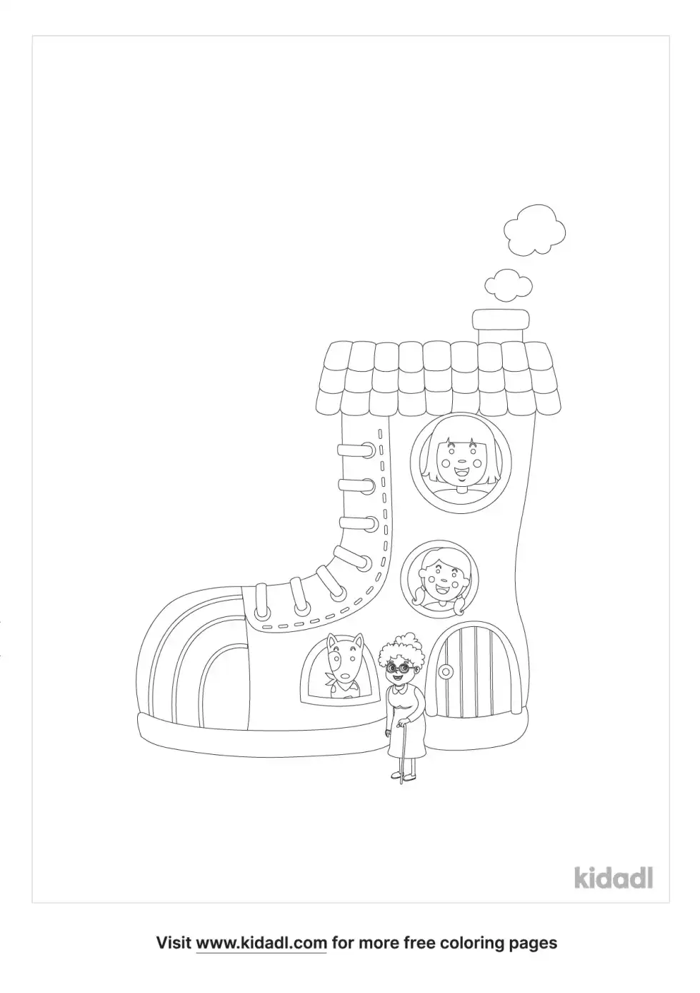 There Was An Old Woman Coloring Page