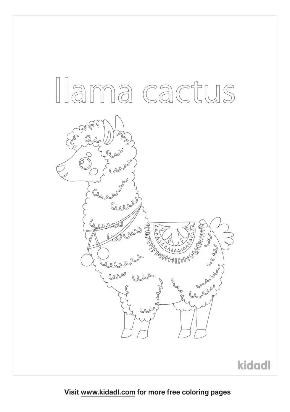 Llama Cactus Coloring Page