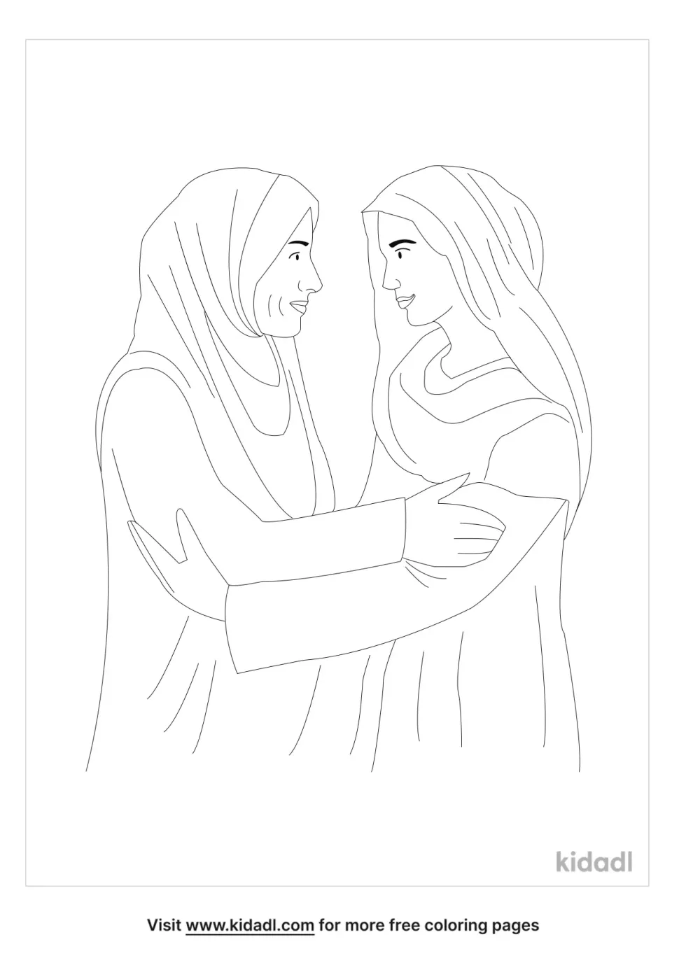 Mary Visits Eliazbeth Coloring Page