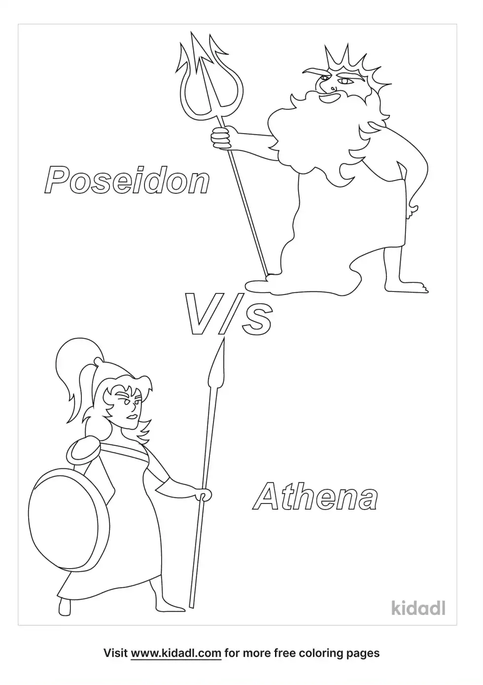 Poseidon Vs Athena Coloring Page