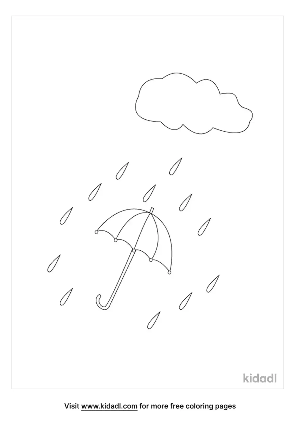 Umbrella And Rain Coloring Page