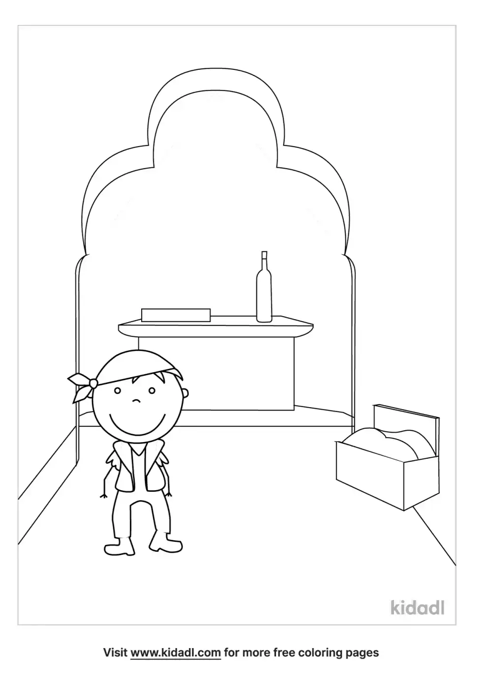 Pirate Inside Captain's Room Coloring Page