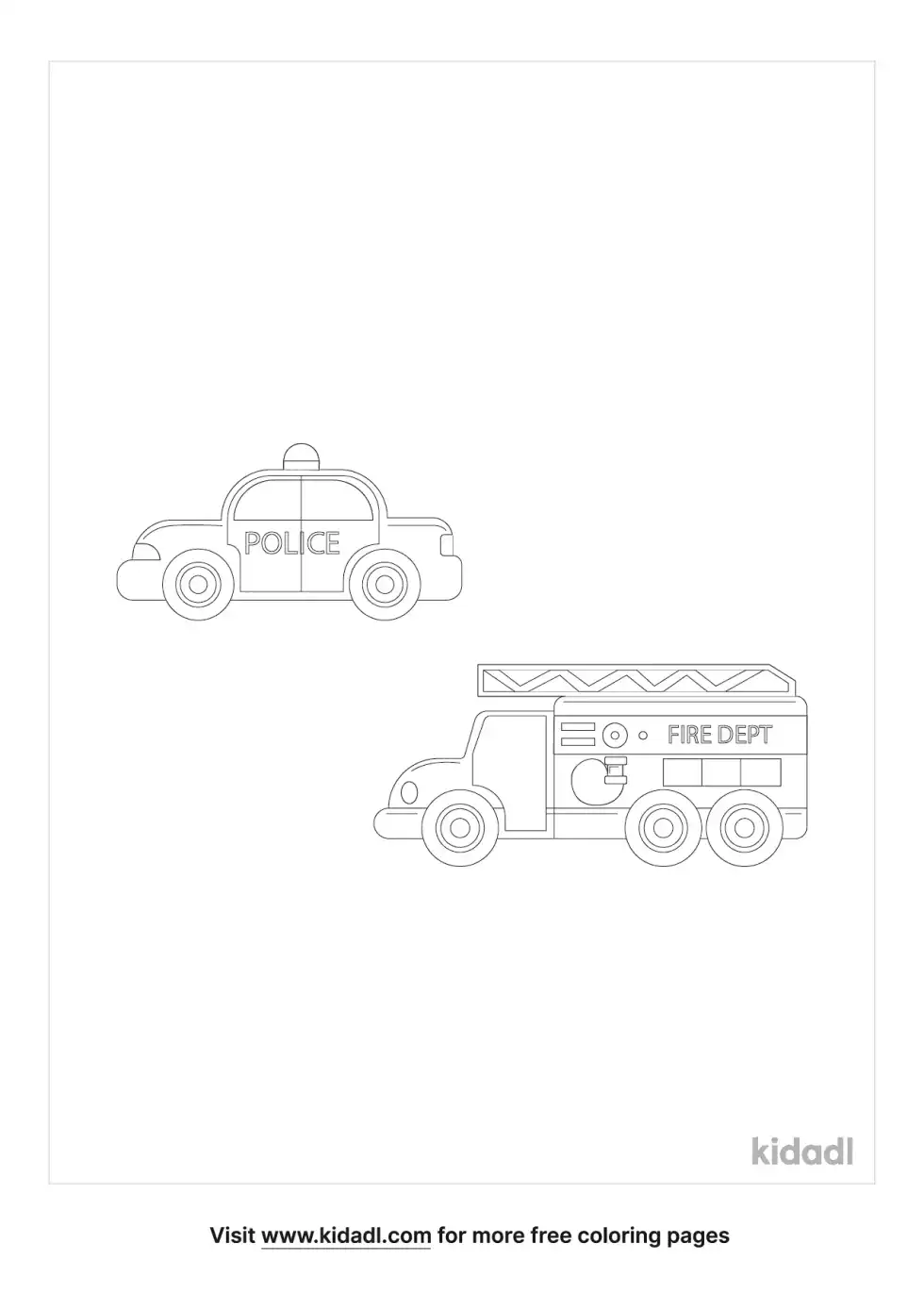 Fire Truck And Police Car Coloring Page