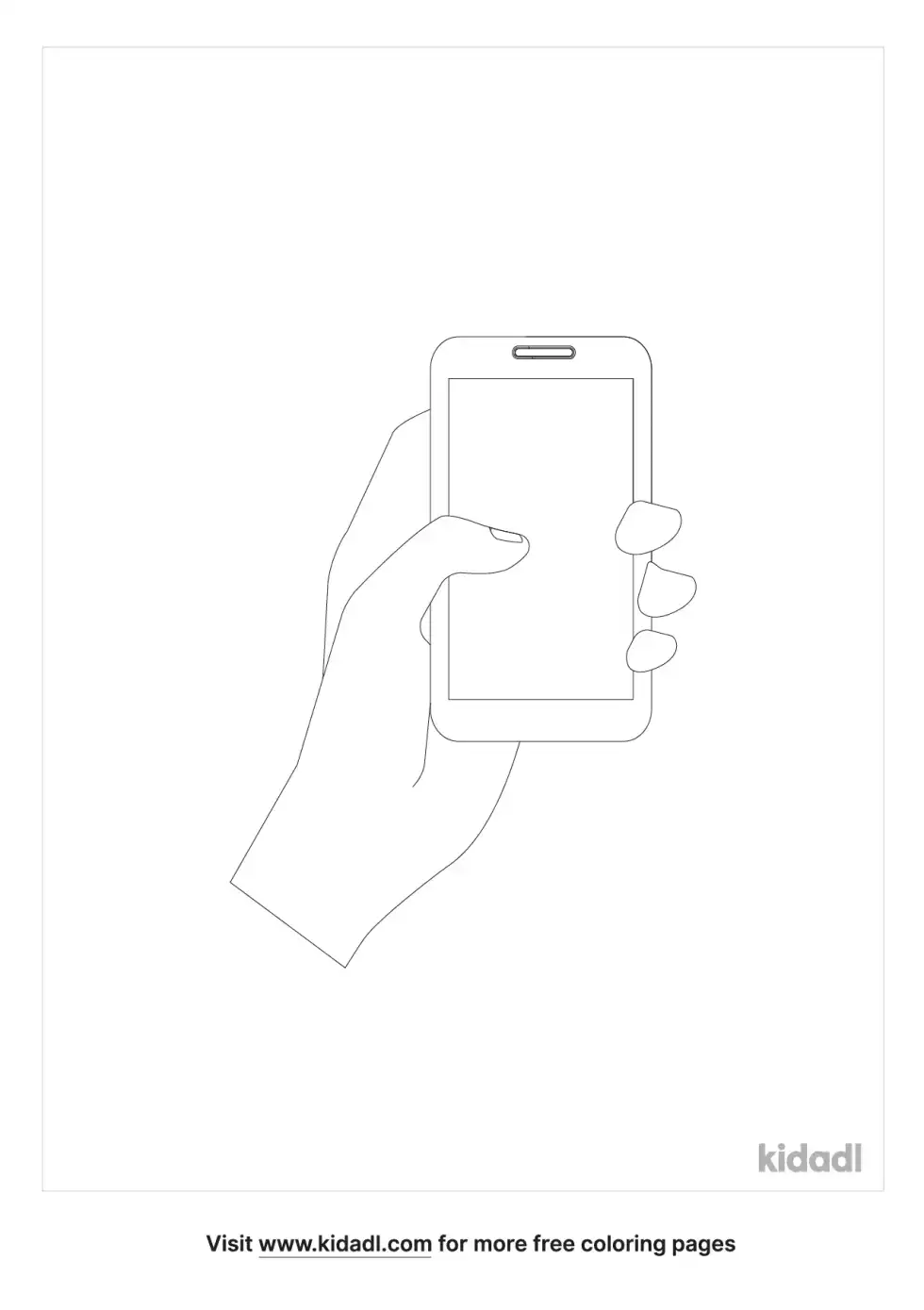 Holding A Phone Coloring Page