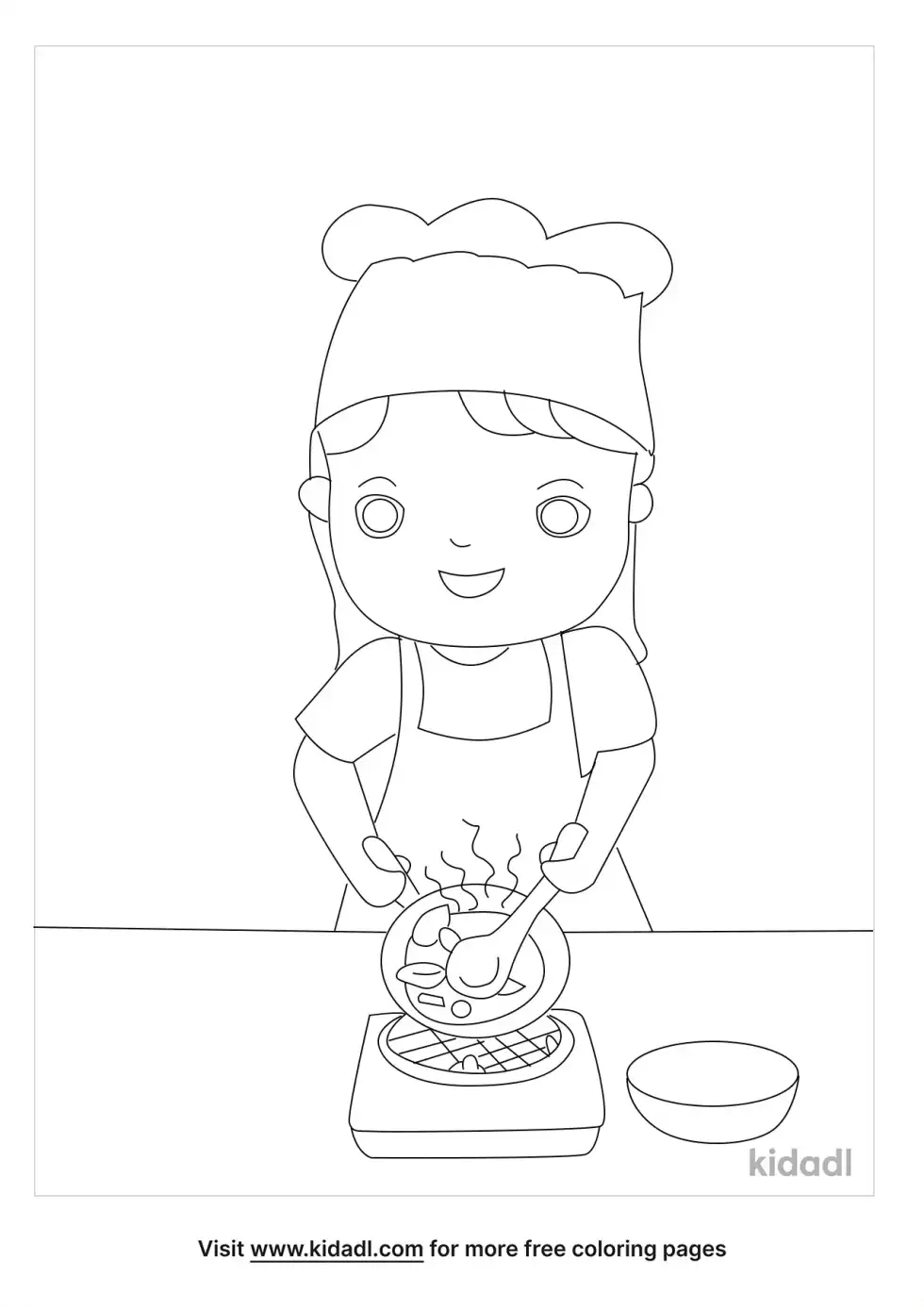 Girl Cooking Coloring Page
