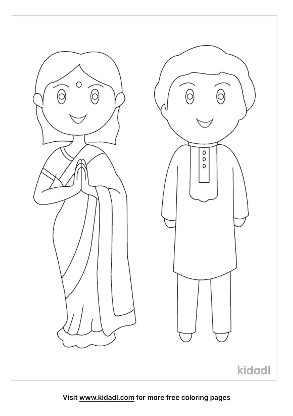 Indian Kids Coloring Page