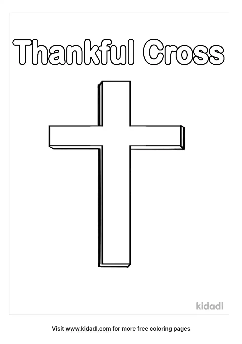 Thankful Cross Coloring Page