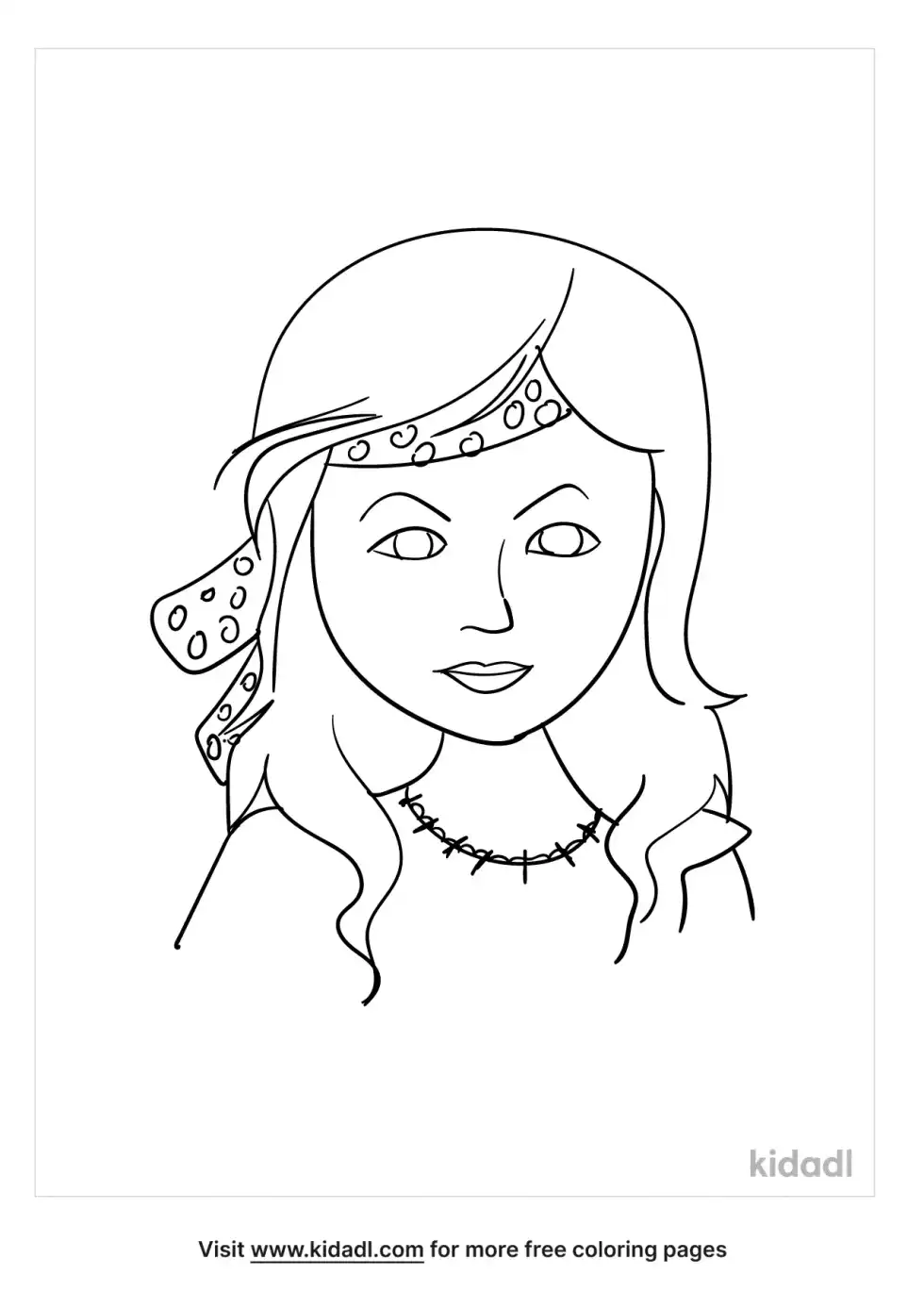 Hunter Woman's Face Coloring Page